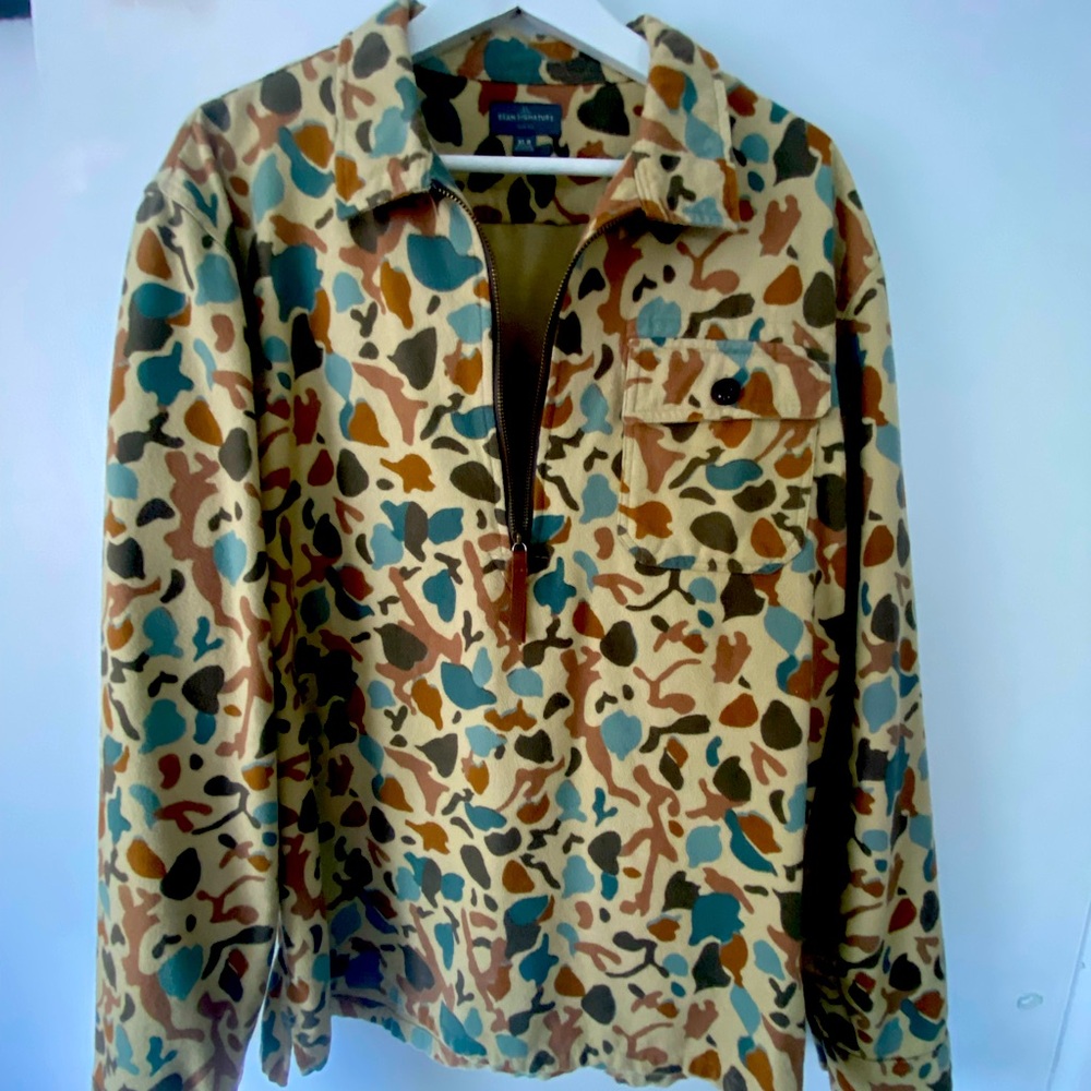 Limited Edition LL Bean chest zip sweater in duck hunter camo size XL